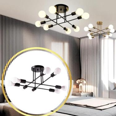 Imagem de Luminária Lustre Sputnik 8 Lâmpadas E27 Teto Plafon 360 Metal Gimpo KJ
