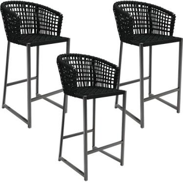 Imagem de Kit 03 Banqueta Para Área Gourmet Cozinha Varanda Corda Náutica Porto 