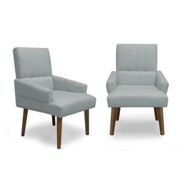 Imagem de Kit 2 Cadeiras de Jantar Itália Suede Cinza Claro - Meu Lar Decorações