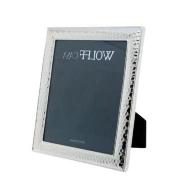 Imagem de Porta Retrato Para Foto 20x25cm Aço Inox Martelado Com Moldura 31x26x3