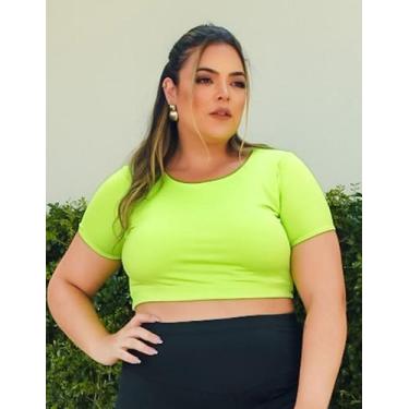 Imagem de Cropped Fitness Plus Size Verde Neon sem Bojo - Fitmoda, 50, Verde neo