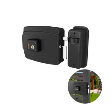 Imagem de Fechadura Elétrica Em Preto Fosco Com Cilindro de 40 Mm E Abertura Par