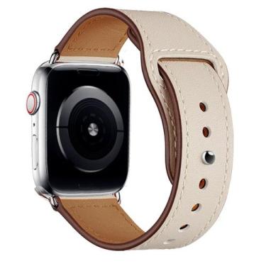 Imagem de Pulseira Couro Fecho Botão Pino Compatível com Apple Watch - Baú do Vi