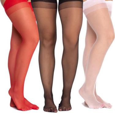 Imagem de 3 meias 7/8 Fio 15 Meia Calça Preta Branca Vermelha - Fristyle, Branco