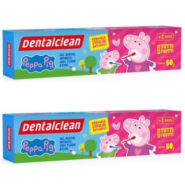 Imagem de 2x gel dental infantil peppa pig com fluor 50g - dentalclean