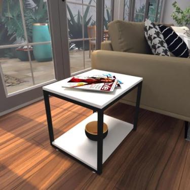 Imagem de Mesa lateral branca aparador de sofa sala mesa lateral cama - BeB