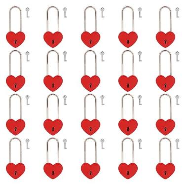 Imagem de VeYocilk Cadeados fofos em forma de coração com cadeado vermelho com chave para caixa de joias, diário, bolsa, bolsa de maquiagem (com chave)