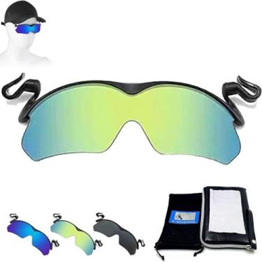 Imagem de POCONT Óculos de sol esportivos Clip Cap, óculos de sol com clipe polarizado para uso externo, golfe, ciclismo, pesca, óculos de sol para homens, Verde