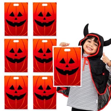 Imagem de Jack-O-Lantern Sacolas de plástico para doces de Halloween com cara de abóbora laranja para lembrancinhas de festa, lanches, decoração, artes e artesanato infantil, suprimentos para eventos (50 sacos) da Super Z Outlet