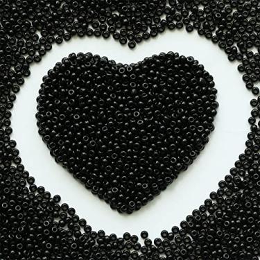 Imagem de Contas de semente preta 110 gramas cerca de 4000 peças, artesanato de vidro 8/0 de 3 mm para fazer brincos, pulseiras, pingentes, joias de cintura, contas de sementes artesanais DIY (preto)