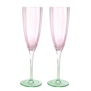 Imagem de WAIT FLY Taças de vinho artesanais vintage de cor gradiente taças de champanhe para festa de casamento em casa - rosa - 227 g