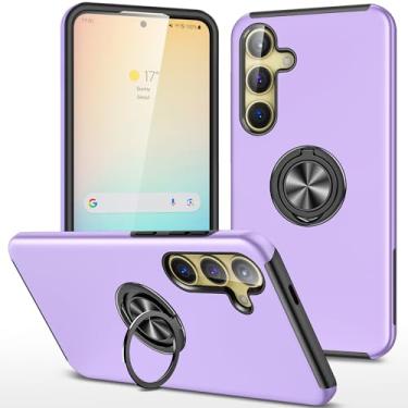 Imagem de Capa para Galaxy S24 Plus para Samsung Galaxy S24 Plus, capa de grau militar, à prova de choque, suporte de anel integrado, suporte de carro, capa protetora resistente para Galaxy S24 Plus (roxa)