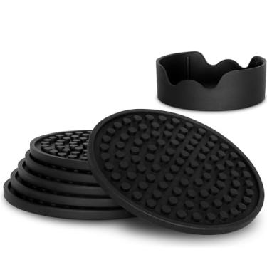 Imagem de Porta-copos BARVIVO com suporte de 8 – Proteção de mesa para qualquer tipo de mesa, madeira, granito, vidro, sabão, arenito ou mesa de pedra – copo de silicone macio perfeito para todos os óculos modernos