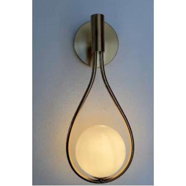 Imagem de Arandela de parede modelo gota dourado bola branca 1 lâmpada - NEW LIG