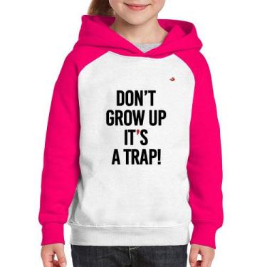 Imagem de Moletom Infantil Don't grow up, it's a trap! - Foca na Moda, Branco, R