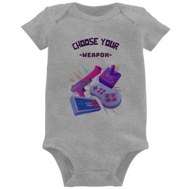 Imagem de Body Bebê Choose your weapon - Foca na Moda, Cinza, G
