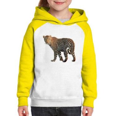 Imagem de Moletom Infantil Leopardo - Foca na Moda, Branco, Amarelo, 4