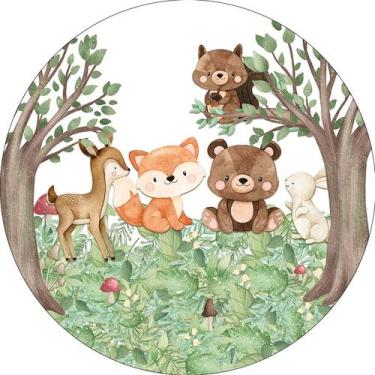 Imagem de Painel De Festa Redondo 1,50x1,50 - Animais no Bosque Cute 055 - Via C