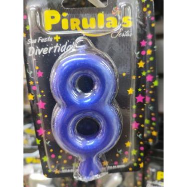 Imagem de Vela Aniversário Brilho n8 Azul bic - Pirulas Festas 