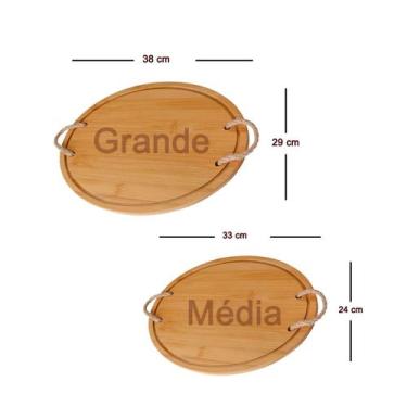 Imagem de Jogo 2 Bandeja De Bambu Oval Grande e Média p/ servir alça - Clink