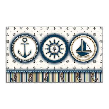 Imagem de Cabideiro de Parede Porta Chaves Toalhas Linha Náutica Marinheiro - Ma