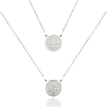 Imagem de Escapulário Unissex Medalha de São Bento Banhado A Prata925 - Evidence