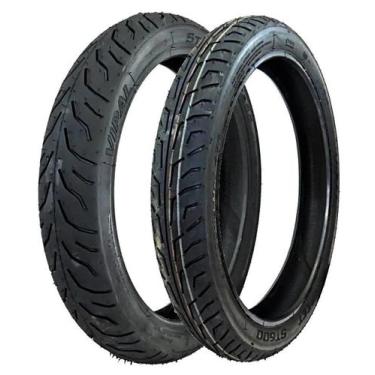 Imagem de Par Pneu Moto Cbx 200 Strada 80/100-18+100/90-18 Vipal uso sem camara,