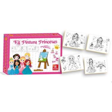 Imagem de Kit Pintura Para Colorir Infantil Mini Cavalete Princesas - Brincadeir
