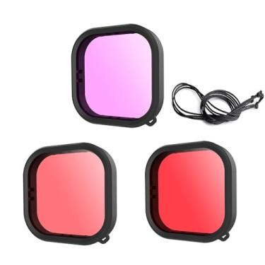 Imagem de HoneTeek Filtro de mergulho para câmera de ação à prova d'água preta GoPro Hero 13/12/11/10/9, filtro de lente de correção de cor, GoPro para fotografia subaquática, kit de mergulho GoPro, mergulho