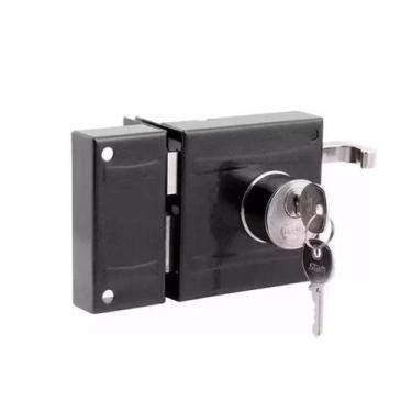 Imagem de Fechadura Sobrepor P/ Porta Portão 100mm Preto Papaiz