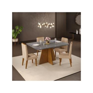 Imagem de Mesa de Jantar 4 Cadeiras Retangular Cinza e Saara DJ Móveis Siena, Ci