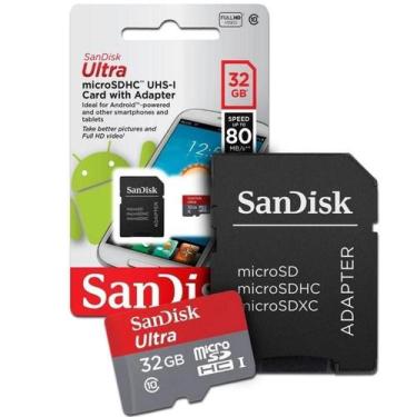 Imagem de Cartão de Memória Sandisk 32GB e Adaptador MicroSD