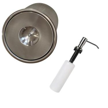 Imagem de Kit Lixeira 15cm Embutir Em Inox 304 + Dosador Detergente - LOJASARAH