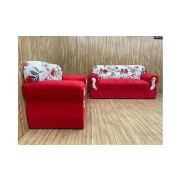 Imagem de Jogo de Sofá de 2 e 3 Lugares Brasil/Viena Vermelho Floral - G&J Estof