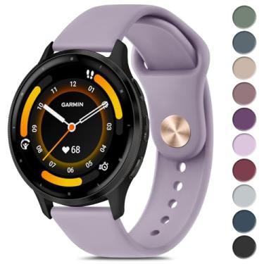Imagem de Meliya Pulseiras de relógio Garmin Vivoactive 4, pulseira de relógio Garmin Venu 3 / Venu 2 mulheres e homens, pulseira esportiva de silicone macio para relógio inteligente Garmin Venu 3, Venu 2, Vivoactive 4, Forerunner 745 / 265 / 255 Music Smart Watch (cinza lavanda)