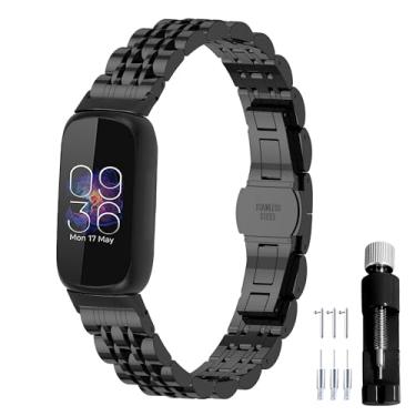 Imagem de Gheper Pulseira de relógio de metal de aço inoxidável compatível com Fitbit Inspire 3, pulseira de reposição para smartwatch para mulheres e homens