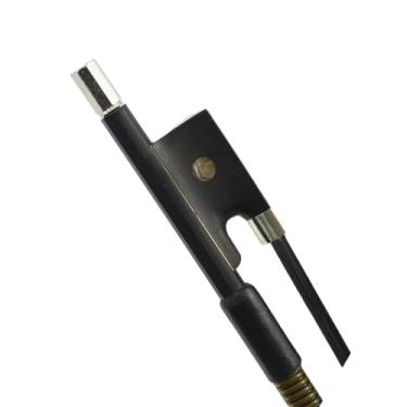 Imagem de Arco de violino de fibra de carbono preto tamanho 4/4 arco de ébano cauda de níquel prata natural cabelo de cavalo preto acessórios de peças de violino Arco violino prático