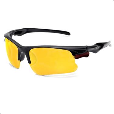 Imagem de Oculos Esportivo Bike Masculino Feminino Lente Preta Com Proteção Solar Lente Amarela Visão Noturna (Amarelo)