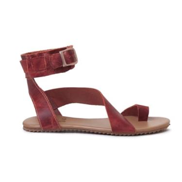 Imagem de Rasteira Gladiadora Feminina Sandália Flat de Couro Elegante Tamanho especial (Bordô, BR, Adulto, Numérico, 44)