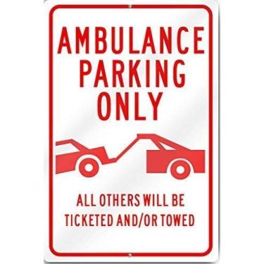 Imagem de Lilyanaen Novo sinal de metal placa de alumínio Ambulância estacionamento apenas para exterior e interior 30,5 cm x 20,3 cm