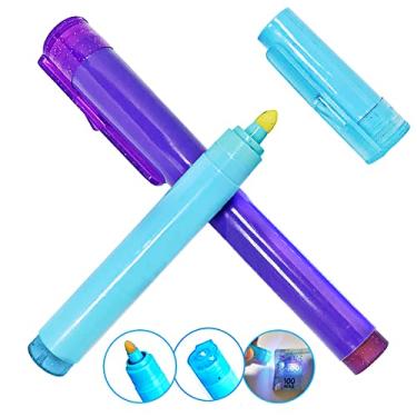 Imagem de KKmoon Caneta de detecção de dinheiro falsificado de luz ultravioleta multifuncional Mini caneta testadora de cédulas Verificador de dinheiro de moeda Marcador de dólar falso para dólar americano Eur