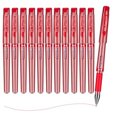 Imagem de M&G Canetas de gel, tinta vermelha, ponta fina, 0,7 mm, canetas de tinta de gel Roller Ball a granel, canetas de secagem rápida, escrita suave com aderência antiderrapante e capa plug-in para material