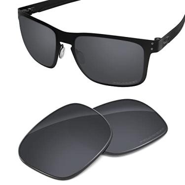 Imagem de Tintart Lente de substituição de desempenho compatível com Oakley Holbrook Metal OO4123 Polarizado Gravado - Preto Esportivo