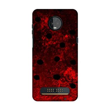 Imagem de AMZER Capa rígida de encaixe feita à mão com design slim fit para Motorola Moto Z3 Play – Pontos pretos em efeito de pedra vulcânica, cor HD