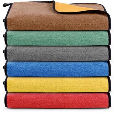 Imagem de Kit 06 Panos Dupla Face Flanela E Microfibra Toalha Limpeza Casa Carro