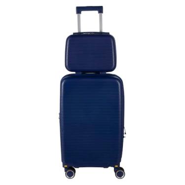 Imagem de Kit mala bordo 10kg com frasqueira de mao em Polipropileno - Blumenau (Azul Escuro)