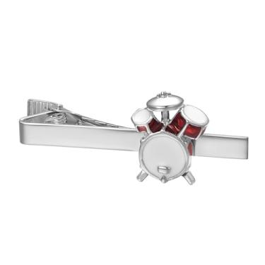 Imagem de RunootPR Clipe de gravata de tambor exclusivo para homens, clipe de barra de gravata de música, presente personalizado para festa, 17mm*17mm, latão, Sem Pedra Preciosa