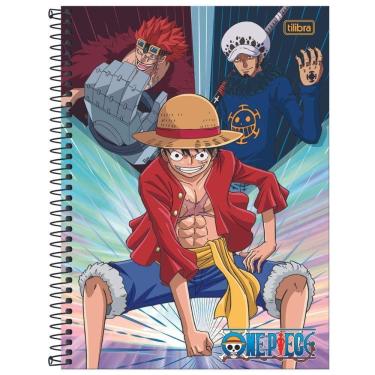 Imagem de Caderno Universitário One Piece Tilibra Capa Dura Espiral - 1 Matéria 80 Folhas 3 Personagens