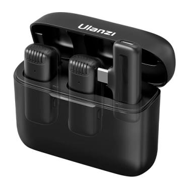 Imagem de Microfone Sem Fio Ulanzi J12, Lapela USB-C para Android Preto, Bateria até 6h, Redução de Ruído, Conexão Plug Play, Estojo Recarregável, Transmissão até 20m
