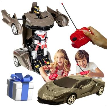 Imagem de Carro de Controle Remoto que Vira Transforma Robô com Roda Emborrachada Presente Aniversário Brinquedo Infantil Interativo Menino 7 8 9 Anos (Cinza)